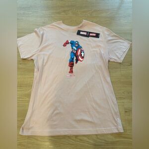 Marvel X Akoo Men’s Captain America Graphic Logo Short Sleeve T-Shirt Peach M
